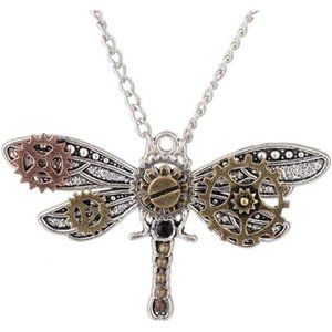 Steam Punk Necklace Gear Chain Sweater Pendant Butterfly Gears Victorian